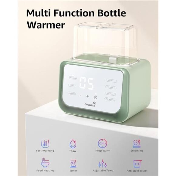 Baby Bottle Warmer, Grownsy 8-in-1 Fast Milk Warmer with Timer Breastmilk - Picture 2 of 8